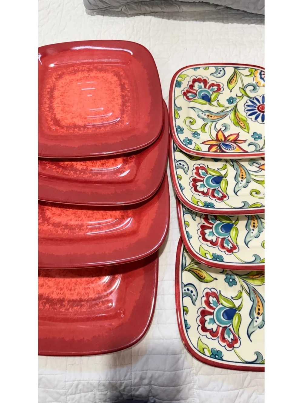 Set of 8 Decorative Dinner & Dessert Plates